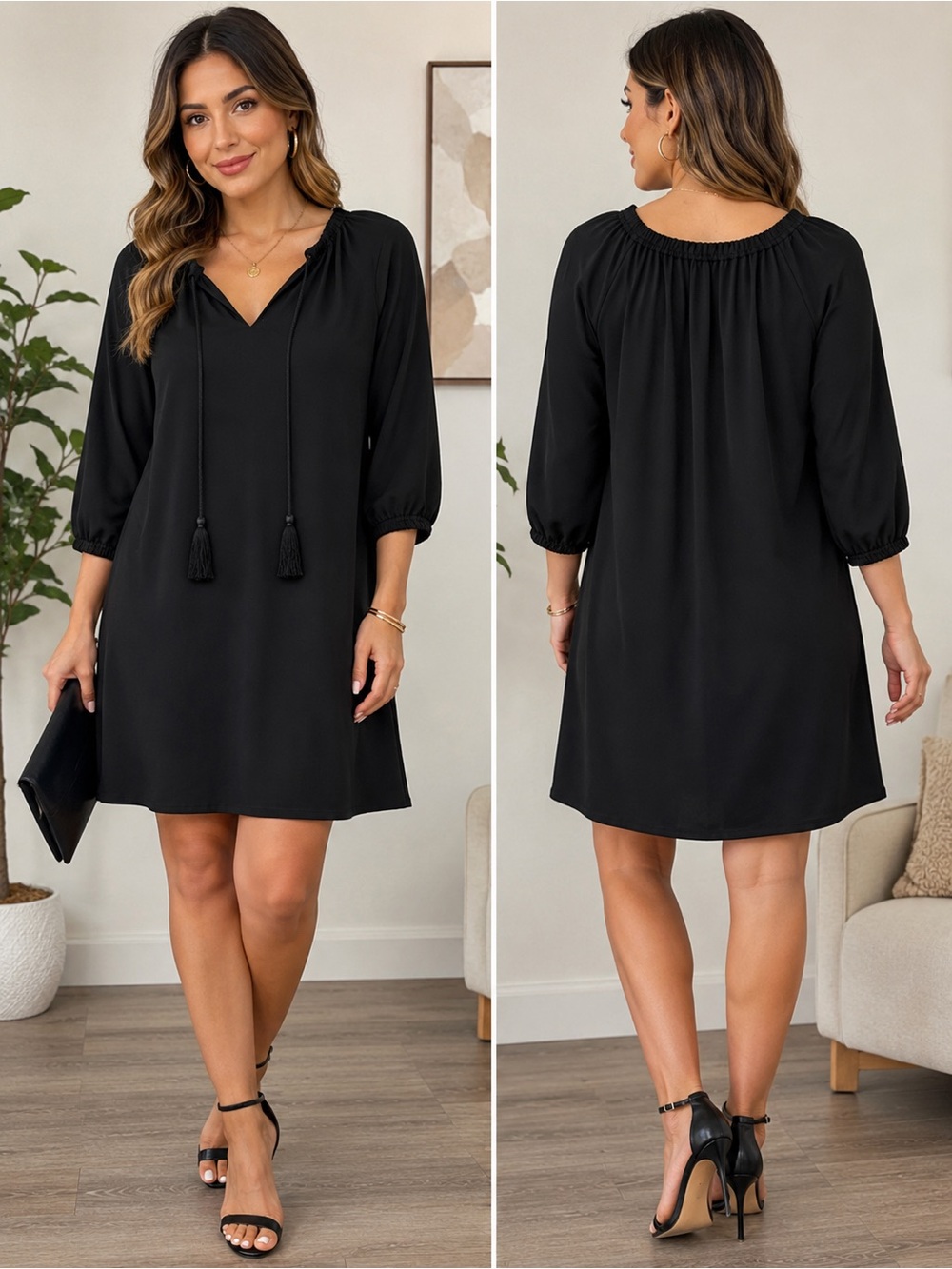 Michael Kors Black Tassel Tie Swim Cover-Up Tunic